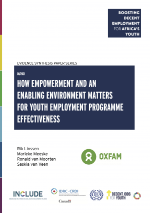 Youth in Africa face a myriad of constraints that affect their access to and success in the labour market. The current COVID-19 pandemic, which disproportionally affects young people, is putting further pressure on the job market. Youth employment programmes try to tackle these constraints, for example by providing training and skills development (supply side) or promoting entrepreneurship and supporting the development of small and medium enterprises (demand side), or through a combination of these. Some youth employment programmes also aim to empower youth and create a more enabling environment in which they can thrive in the labour market. However, we know very little about the importance of youth empowerment and the enabling environment for employment and business outcomes: this paper aims to address this gap by understanding how a focus on empowerment and an enabling environment matters for the effectiveness of youth employment programmes in Africa cover